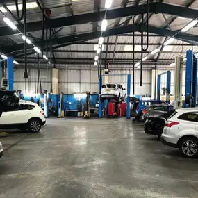 Cars inside the Ford Service Centre Old Trafford