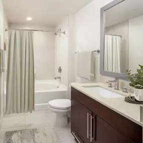 Warm Modern Style Bathrooms with Additional Storage Space