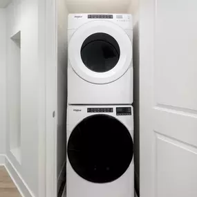 Apartment homes feature stackable washers and dryers