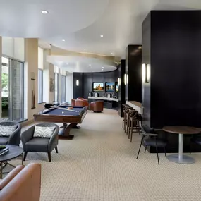 Resident lounge with billiards at Camden NoMa apartments in Washington D.C.