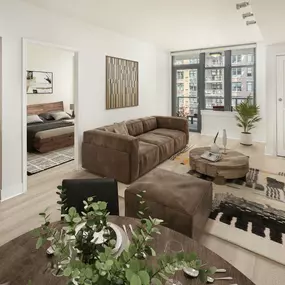 Warm Modern Style living room at Camden NoMa apartments in Washington, D.C.