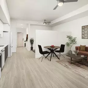 Studio floor plan in warm modern style at Camden NoMa apartments in Washington, D.C.