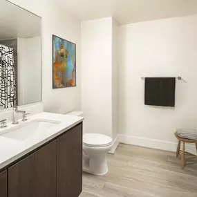 Luxury bath in warm modern style at Camden NoMa apartments in Washington, D.C.