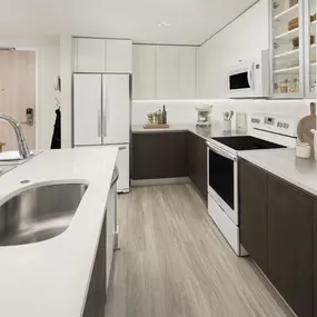Contemporary style kitchen at Camden NoMa apartments in Washington, D.C.