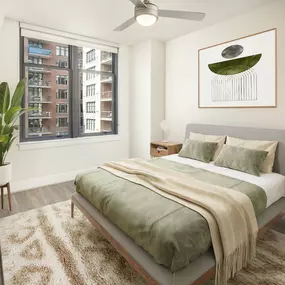 Ice white design scope bedroom at Camden NoMa apartments in Washington, D.C.