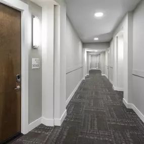 Interior hallway at Camden Victory Park apartments in Dallas, TX