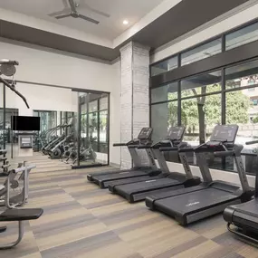 24-hour fitness center and additional workout room with spin bikes, stairclimber and on-demand fitness classes at Camden Victory Park