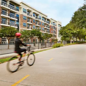 Katy trail bike path alongside community