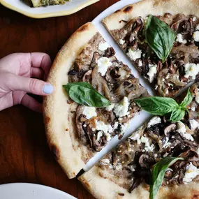 MUSHROOM - black truffle cream, roasted mushrooms, caramelized onions, goat cheese