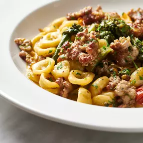 ORECCHIETTE - Italian sausage, broccoli rabe, chili flakes, cherry tomatoes, white wine, parmesan