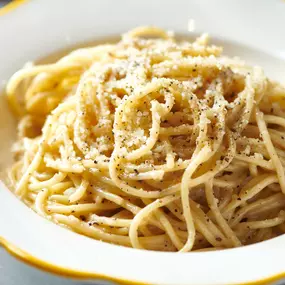 CACIO E PEPE - spaghetti with butter, olive oil, parmesan, pecorino & lots of black pepper