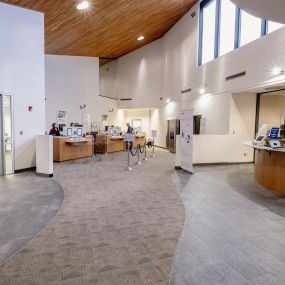 Inside the lobby of a credit union in Clear Lake