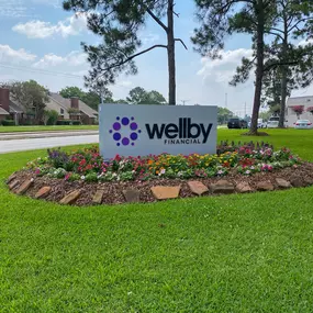 Outside signage of Wellby Financial in Clear Lake