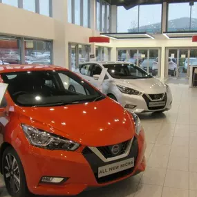 Cars inside the Nissan Sunderland dealership