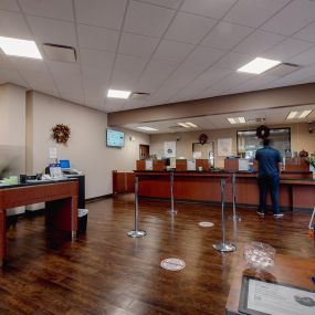 Inside the lobby of a credit union in Deer Park