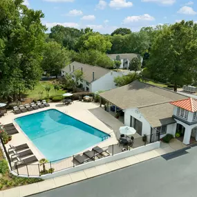 Pool area with lounge seating