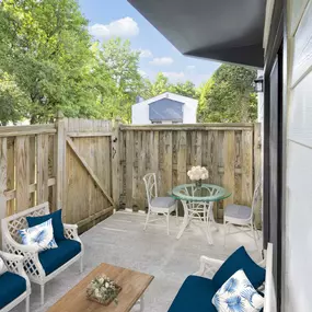 Classic style fenced outdoor patio