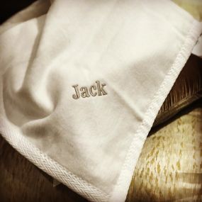 Personalized Baby Blanket.....not just any blanket, a 100% Cotton, made in Portugal blanket-so very soft.