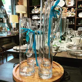 We’re laughing! Are these pitchers taller than Ruthann? No, but these stunning Cocktail pitchers from William Yeoward have finally arrived again. Our William Yeoward Collection of glass is stunning.