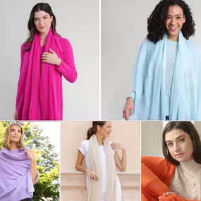 Yes! Spring cashmere wraps have arrived….come and check out the delicious colors….. perfect for Birthdays, GetWell, BonVoyage and just for you!