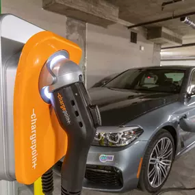 Indoor electric vehicle car charging parking spot