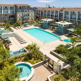 Pool fountain view