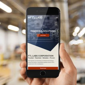 iPhone Mockup of website design for high tech firm FTL Labs