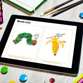iPad Mockup of website design for the official Eric Carle website.