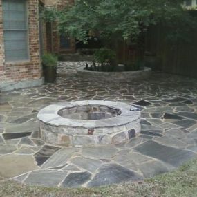 Patio with Firepit Stonework Concrete Masonry Project - McFall Masonry - Texas