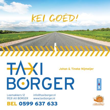 Logótipo de Taxi Borger. Taxi Nijmeijer 0599-637633