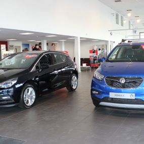 Cars inside the Vauxhall Nottingham showroom