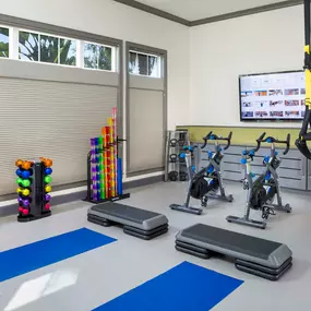 Yoga studio with spin bikes