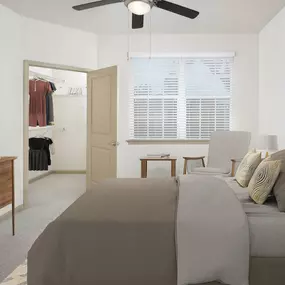 Apartment bedroom with walk-in closet at Camden Town Square in Kissimmee Florida