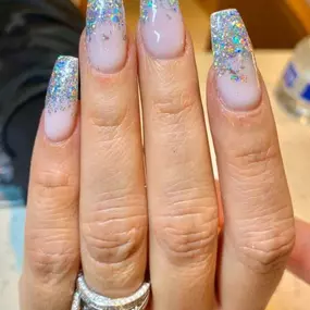 Sparkles are sometimes exactly what a girl whats on her nails. Come in to Van's Nail & Spa today for a beautiful acrylic nail design!