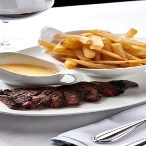 Steak Frites - prime NY strip, bearnaise, crispy fries