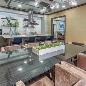Resident lounge with entertaining kitchen at Camden Asbury Village in Raleigh, NC