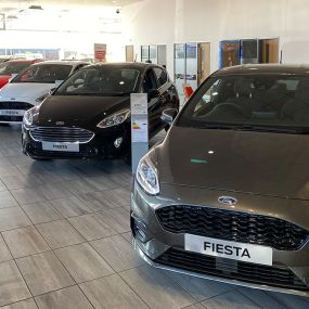 Cars inside the Ford Darlington dealership