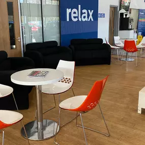 Waiting area inside the Ford Darlington dealership