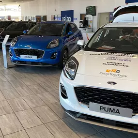 Ford Puma inside the Ford Darlington showroom