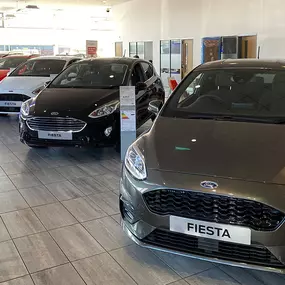 Cars inside the Ford Darlington dealership