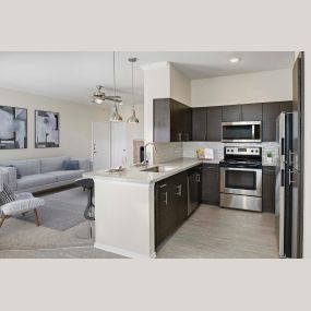 Kitchen with stainless steel appliances