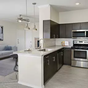 Kitchen with stainless steel appliances