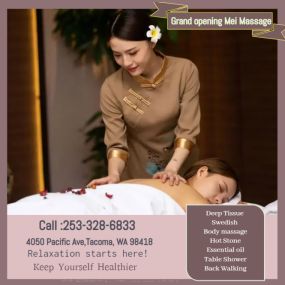Our traditional full body massage in Tacoma, WA 
includes a combination of different massage therapies like 
Swedish Massage, Deep Tissue, Sports Massage, Hot Oil Massage
at reasonable prices.