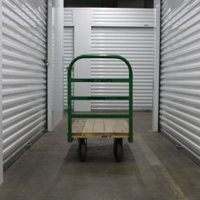 Indoor storage units and moving carts at New Hope Storage
