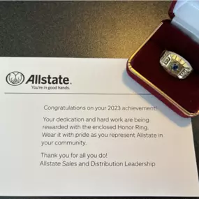 We are honored to serve the community.  This award is so much more than just a ring!  Its a promise to Allstate customers.