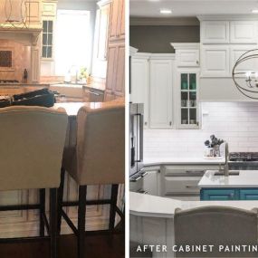 Refresh the style of your current cabinet doors with cabinet painting by Kitchen Tune-Up. Changing the color of your cabinets is an affordable option to breathe fresh life into your space.  #cabinetpainting #kitchenupgrade #kitchendesign #kitchentuneupsavannahbrunswick