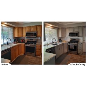If you are happy with your existing kitchen layout but need an update, cabinet refacing is a good option for sprucing up your space by just replacing the veneer, doors, and drawers of your cabinets. If you need additional storage or kitchen organization, we can help you with that too! Call Kitchen T