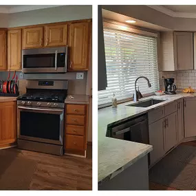 If you are happy with your existing kitchen layout but need an update, cabinet refacing is a good option for sprucing up your space by just replacing the veneer, doors, and drawers of your cabinets. If you need additional storage or kitchen organization, we can help you with that too! Call Kitchen T