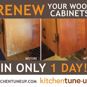 Bring your kitchen cabinets back to life! A Tune-Up wood reconditioning will restore your existing wood cabinets using our proprietary process that is typically complete in one day. Check out our original Tune Up services here https://bit.ly/3J8idpB   #interiordesign  #kitcheninspo #kitchens  #upgra