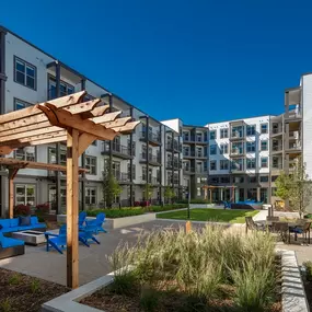 The Marling Apartment Courtyard and fireplace